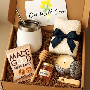 Get Well Soon Gift Box - Care Package – Hug in a Box - Thinking of You Box, Encouragement Gift - Sympathy Gift Box - Feel Better Recovery