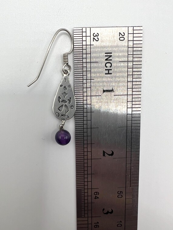 925 Sterling Silver Scrollwork Earrings with Dang… - image 6