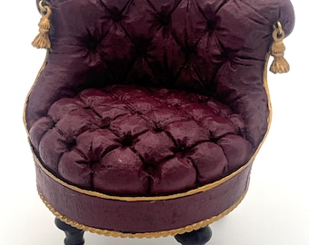 Take a Seat by Raine Tufted Slipper Chair #24010, 1:12 Scale, Gold Trim, Fine Details