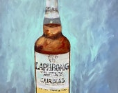 Scotch Whisky, whiskey Laphroaig Cairdeas, Single Malt, Bottle, still life, 14 quot x11 quot original painting acrylic on gallery wrapped canvas