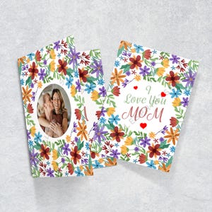 Biglietto d'auguri personalizzato stampabile per la festa della mamma / Aggiungi il tuo messaggio o la tua foto, ricevilo in 6 ore / Biglietto digitale A4 per la mamma / Retro modificabile / 6 file diversi /