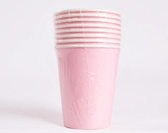 Pink Party Cups - Pack of 8 | Pink Birthday Partyware, Baby Shower Tableware, Celebration Supplies