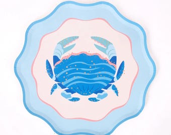Coastal Crab Small Party Plates, 8-inch - Pack of 8