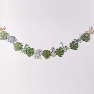 Front-facing view of fully assembled Joy Ladder Dinosaurs banner showing entire length