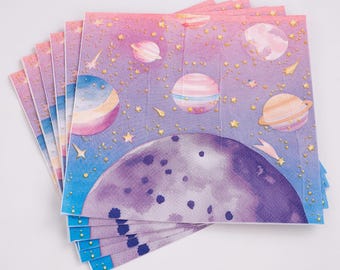 Galaxy Party Napkins - Pack of 16 | Space Birthday Party Supplies, Celestial Tableware, Outer Space Partyware