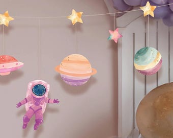Space Girl Party Banner | Galaxy Girl Birthday Banner, Celestial Party Garland Decoration