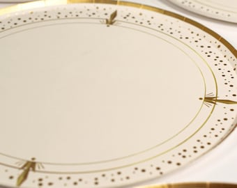 Gold & White Party Plates - 8" | Elegant Partyware