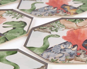 Dinosaur Birthday Plates - 8" | Volcano Tableware for Kids Dino Parties