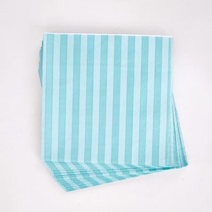 Teal Classic Stripe Lunch Servietten - 16er Pack | Küsten-Party-Geschirr, Strand-Geburtstags-Geschirr, klassische Streifen-Servietten