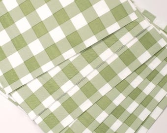 Weiß-grün karierte Lunch Servietten