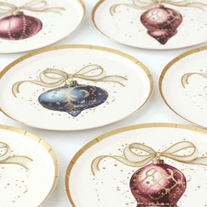 Platos para fiestas con adornos navideños - 15 cm / Artículos de fiesta navideños vintage