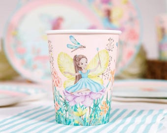 Fairy Garden Party Cups - Pack of 8 | Fairy Birthday Party Supplies, Enchanted Garden Tableware, Whimsical Partyware