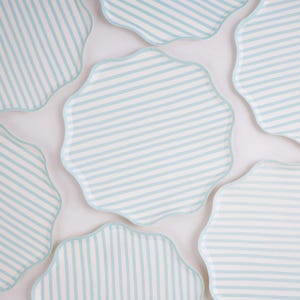 Platos de fiesta a rayas turquesa y blancas - 25 cm / Platos de papel clásicos a rayas para fiestas