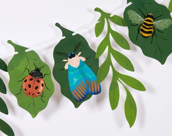 Insect Party Banner | Bug Birthday Garland, Nature Theme Party Supplies, Kids Birthday Decor