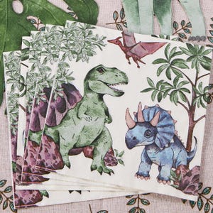 Dinosaur Party Napkins - Pack of 16 | Dinosaur Birthday Party Supplies, Dino Theme Tableware, Prehistoric Partyware