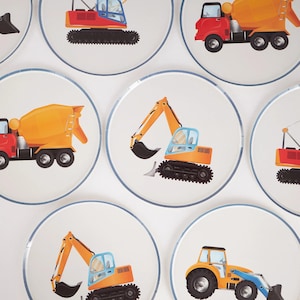 Constructieverjaardagsborden, kleine papieren borden van 8 inch - 8 stuks | Feestartikelen vrachtwagenthema, bouwer verjaardagsservies, kinderfeestartikelen
