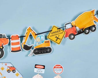 Banner para fiesta de construcción / guirnalda temática de constructor