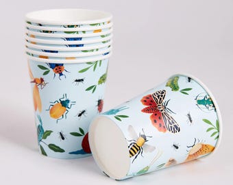 Bug Bash Party Cups - Pack of 8 | Nature Theme Birthday Supplies, Outdoor Celebration Tableware
