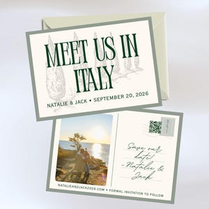 Italiaanse ansichtkaart-save-the-date-sjabloon | Bestemmingsbruiloft | Canva-sjabloon (digitale download)
