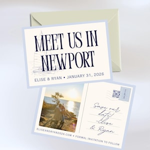 Coastal Wedding Save the Date Postcard | Newport Nautical Photo Template (Instant Download)