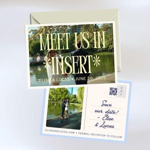 Photo Template Save the Date Postcard | Meet us in... | Customizable Canva Template (Instant Digital Download)