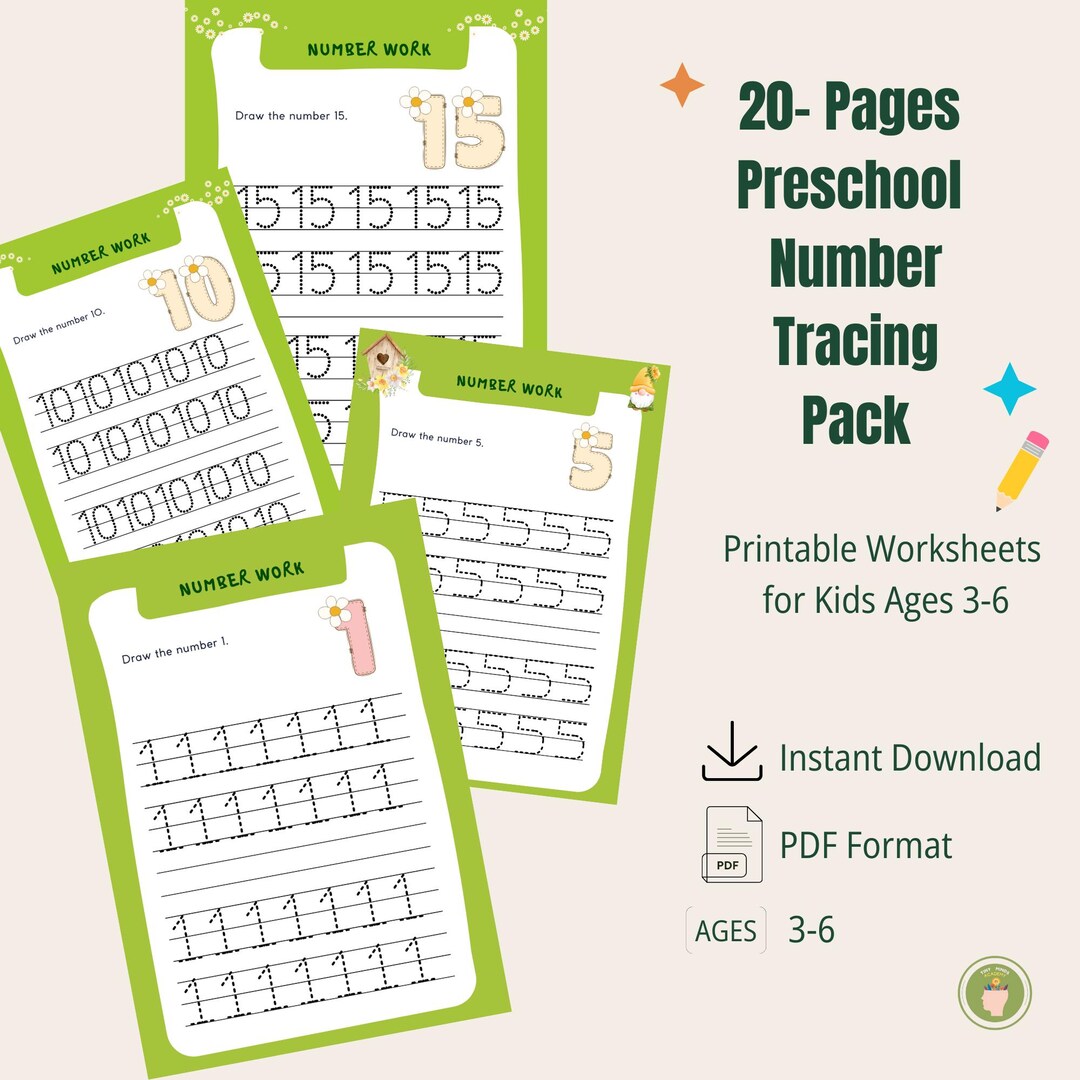 Number Tracing Worksheets 1-20 | Preschool Printable PDF | Learn to ...