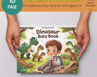 Dinosaur Busy Book | Toddler Activities | Montessori Printable | 2-3 Year Old Preschool Worksheets