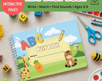 Alphabet Busy Book Printable | Letter Tracing & Matching | Preschool Learning Binder 3-5
