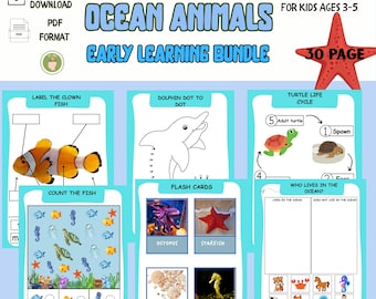 海の動物アクティビティパック｜幼稚園・保育園児向け海中ワークシート