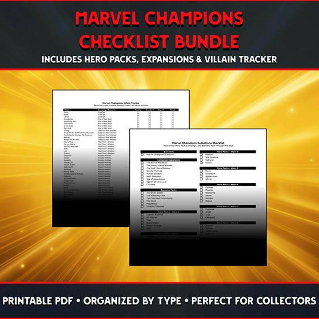 Marvel Legends Picture Checklist.pdf Marvel Champions Checklist Bundle - Hero & Villain Tracker PDF - LCG ...