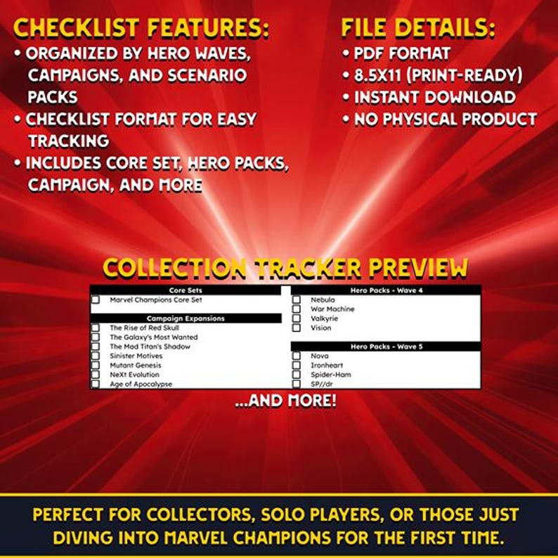 Marvel Champions Checklist Bundle - Hero & Villain Tracker PDF - LCG ...