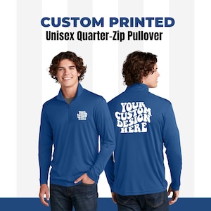 Custom Quarter Zip, Custom Printed Text Logo Sweatshirt, Monogram Zip Sweatshirt, Custom Business Logo 1/4 Zip Up Pullover, Branding Shirts