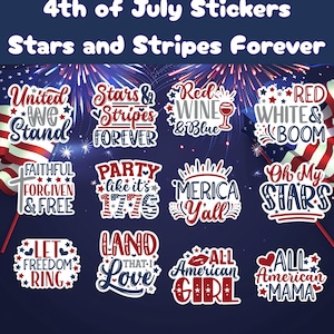 4 juillet : jeu d'autocollants « Stars and Stripes Forever » (lot de 12)