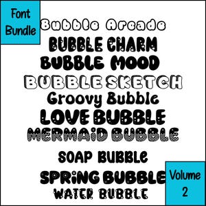 Font Bundle:  Volume 2-Bundle includes 10 Fonts, Bubble Fonts, School Fonts, Cute Fonts, Crafting Fonts, Teaching Fonts, Planner Fonts