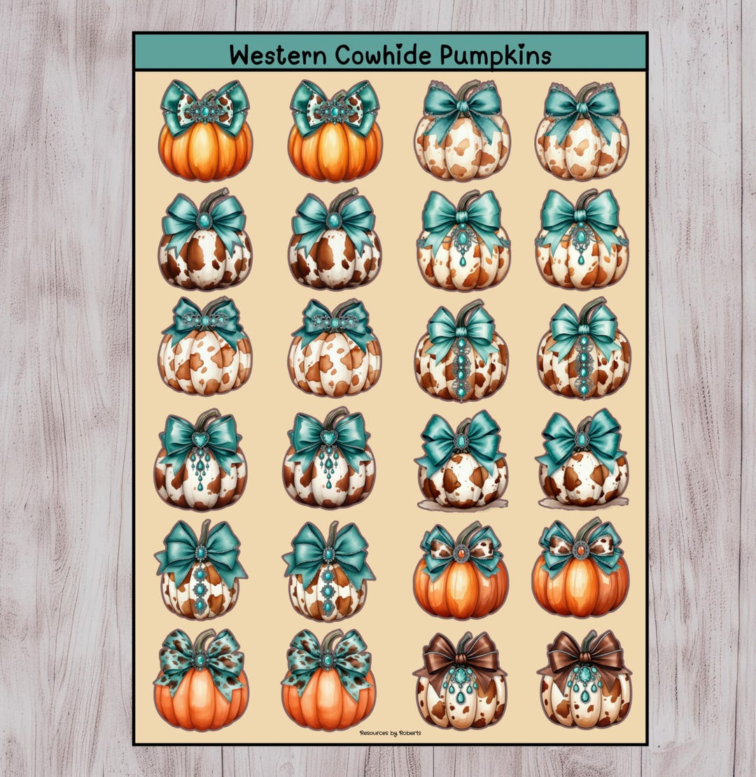Cowhide Sticker Cowhide Pumpkin Sticker Sheet: Western Fall Decor, 24 Kiss-cut Stickers ...
