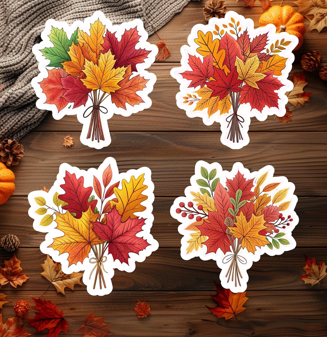 To Fall Sticker Fall Leaves Bouquet Sticker Set(12), Autumn Leaves Bouquet, Planner ...