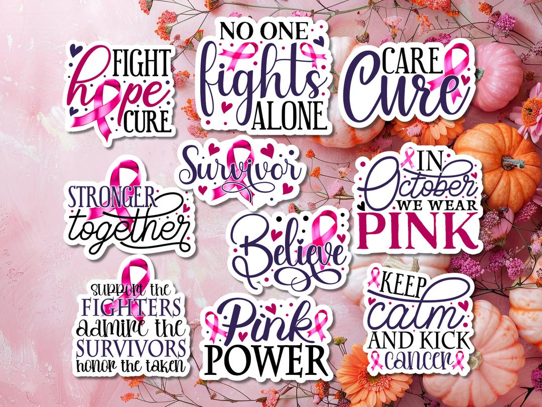 Cancer Strong Sticker Breast Cancer Sticker Set (10 Stickers Included), Cancer Survivor ...