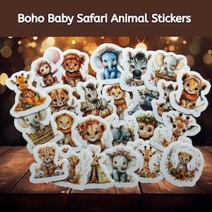 Adesivos Boho Baby Safari Animal (Conjunto de 24)