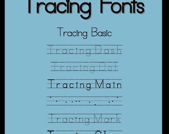 Tracing Font-Teacher Font, Handwriting Line Font, School Font, Handwriting Practice, Kids Font, Dotted Font, Dashed Font, Tracing