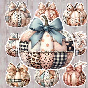 Elegant Pumpkin Sticker Set of 10: Easy Peel, Pumpkin Stickers, Autumn Stickers, Halloween, Planner Stickers, Scrapbooking, Journals