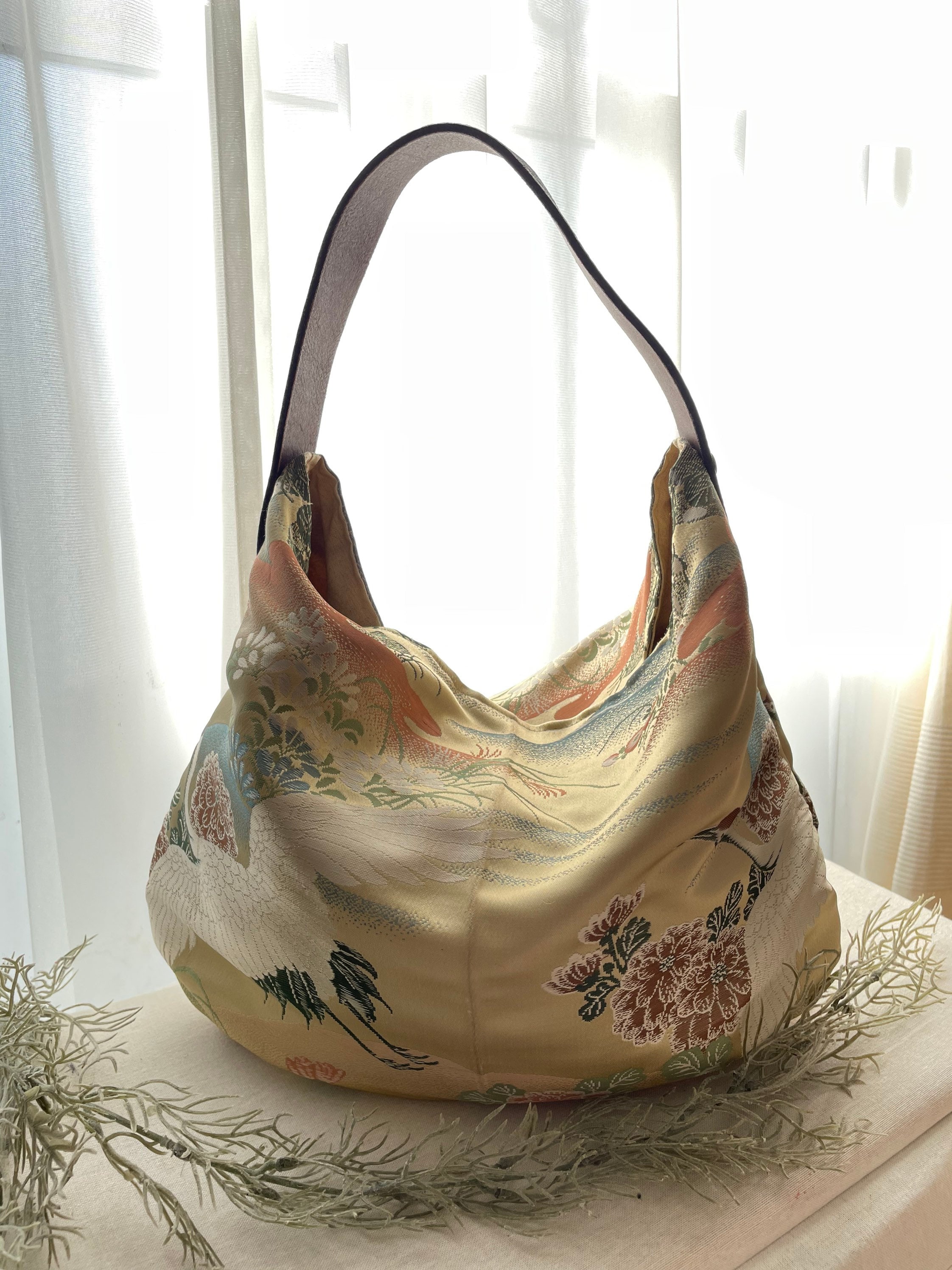 Kinchaku Bag, Drawstring Bag, Hand Bag, Kimono Bag, Vintage Kimono Remake, Japanese Bag, Gift for Friends