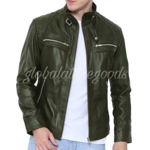 Men&#39;s Genuine Lambskin Leather Jacket | Classic Slim Fit Moto Biker Style by globalattiregoods