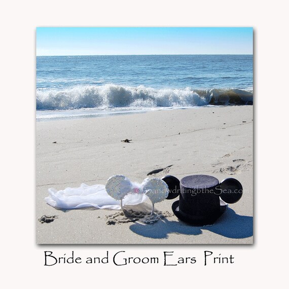 Disney Bride And Groom Ear Beach Wedding Print