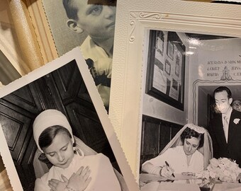 Lot of 20 or 40 photos of weddings, communions and baptisms from the 30s to the 80s