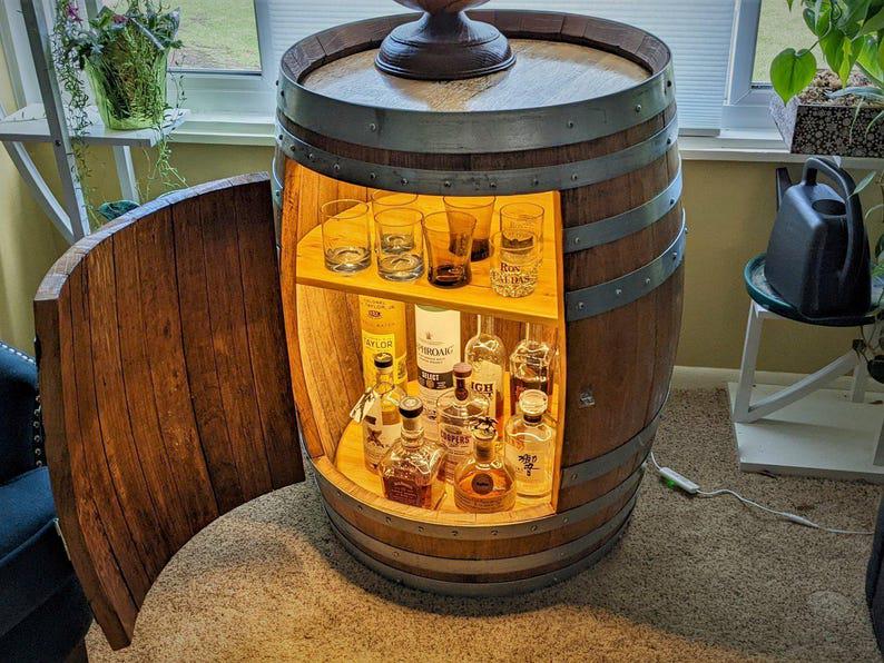 Full Whiskey Barrel Whiskey Barrel Two Door Barrel Liquor Cabinet For Indoor Home Deco For Furniture