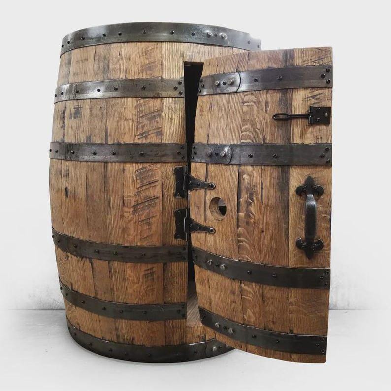 whiskey barrel cabinet for living room- bar carts and bar storage for bottels Whiskey Barrels