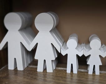 Escultura familiar de hormigón – Figuras familiares minimalistas – Regalo de inauguración con significado