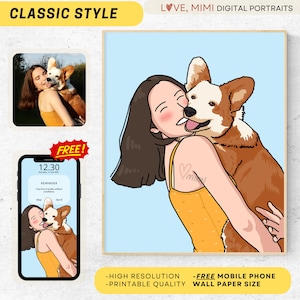 Custom Digital Portrait Cartoon, Custom Digital Portrait from Photo, Couple Minimalist Portrait, Cute Cartoon Illustration Personalized Gift