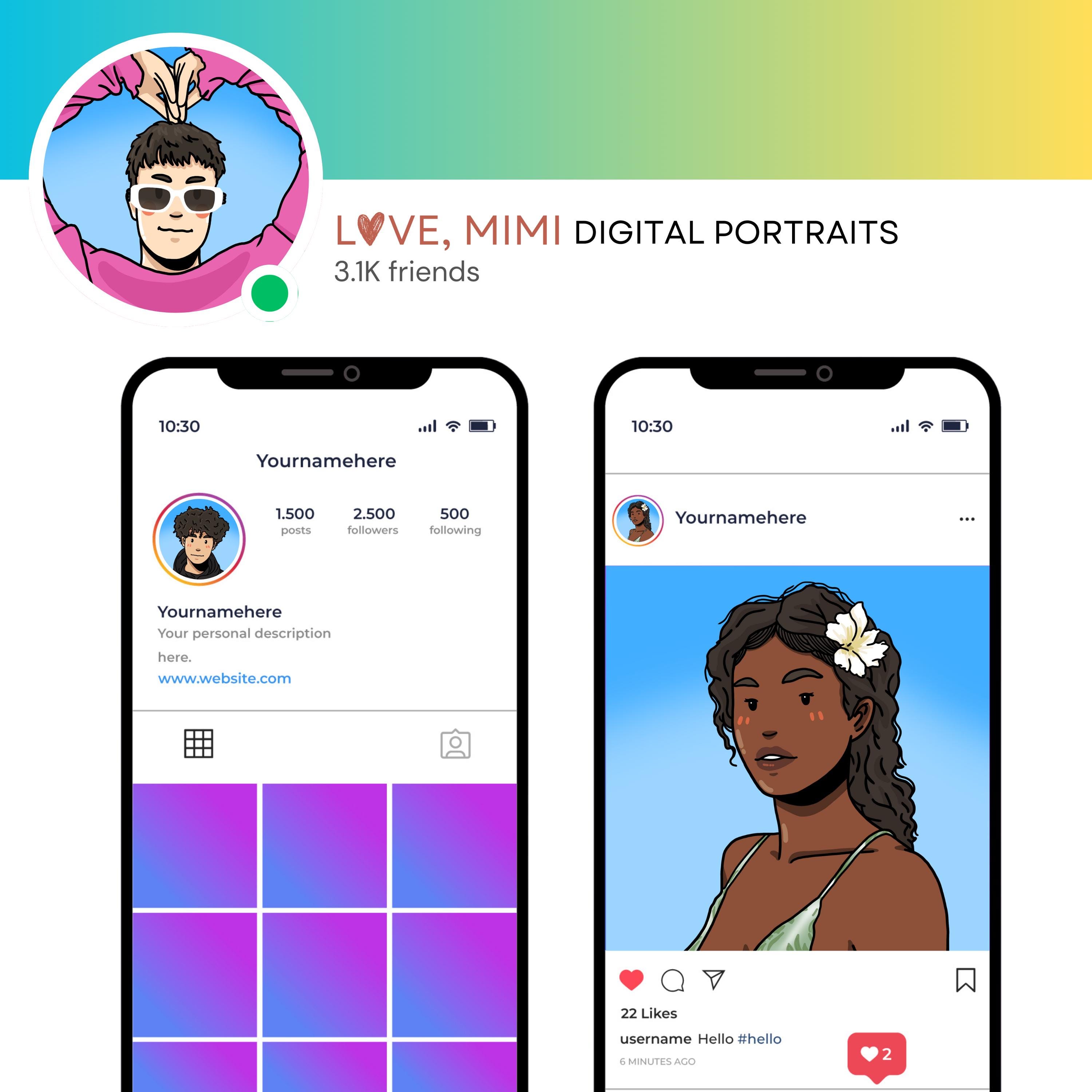 Custom Cartoon Avatar – Minimalist Portrait, Digital Art Commission ...