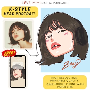 Custom Portrait, Custom Minimalist Portrait from Photo, Digital Portrait, Cartoon Style Portrait, Digital Illustration, Personalized Gift